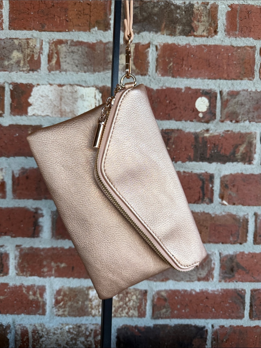 Metallic Gold Convertible Wristlet Clutch